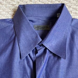 Vestimenta made in Italy mens 43 17 dress shirt button down blue